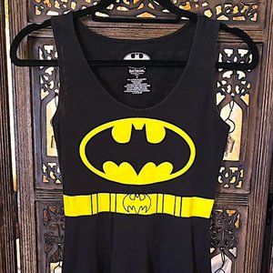 DC COMICS BATMAN BLACK AND YELLOW LOGO GRAPHIC COSPLAY DRESS SMALL